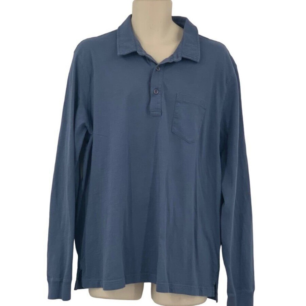 LL Bean Men's Long Sleeve Slightly Fitted Pullover Henley Shirt Blue XL Reg
